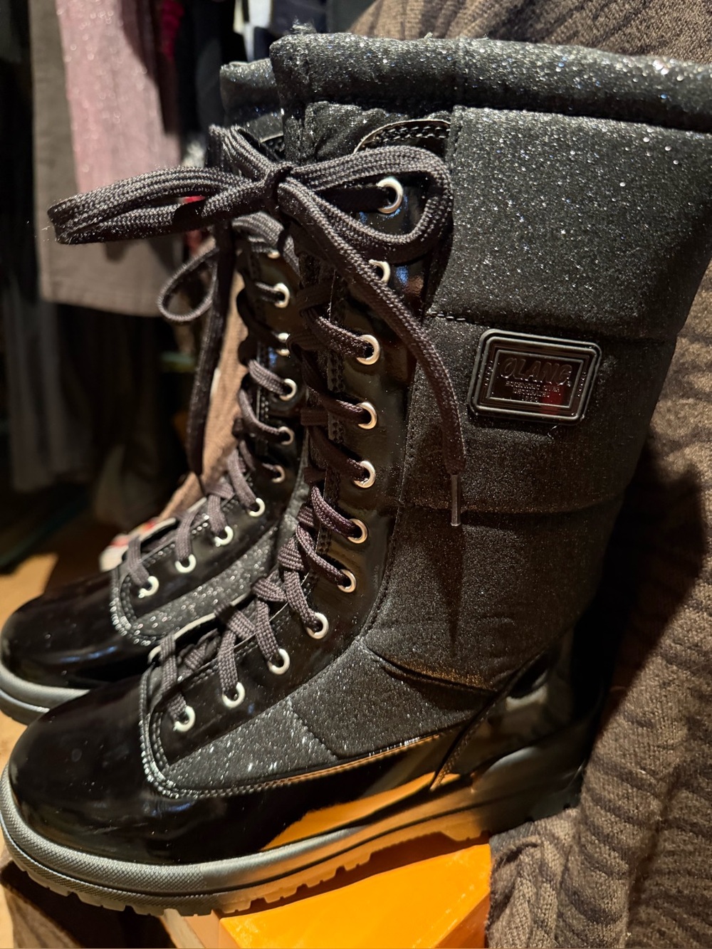 Olang Breath-tec Black-Sparkle Women's Lace-Up (side zipper)Winter Boots -